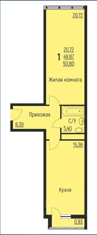 1-к кв. Краснодарский край, Туапсе ул. Свободы, 7А (50.0 м) - Фото 2