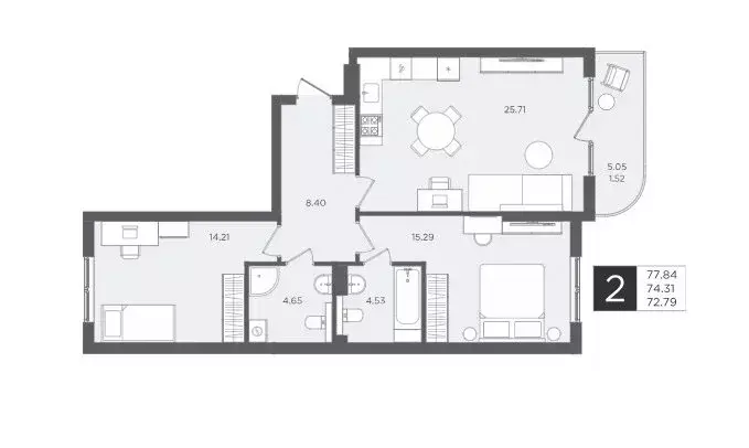 2-комнатная квартира: Светлогорск, улица Нахимова (74.31 м) - Фото 0