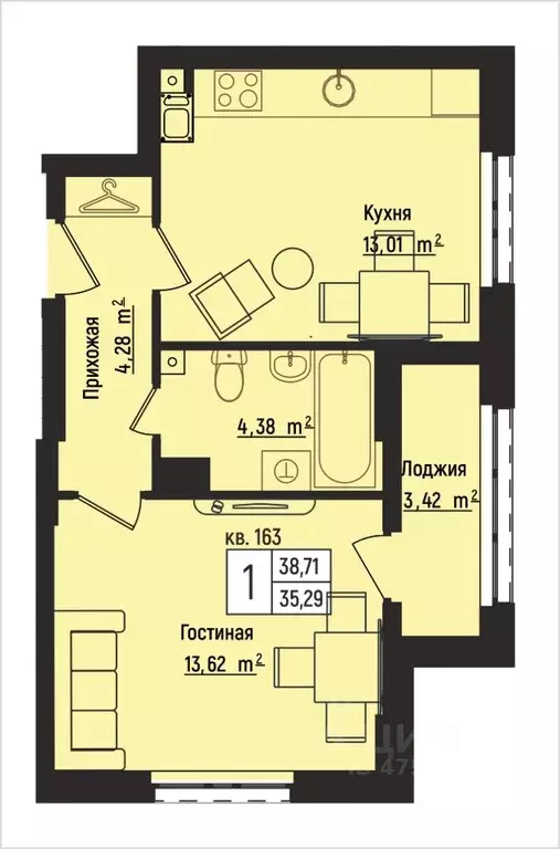 1-к кв. Нижегородская область, Нижний Новгород Литературная ул., 5 ... - Фото 1