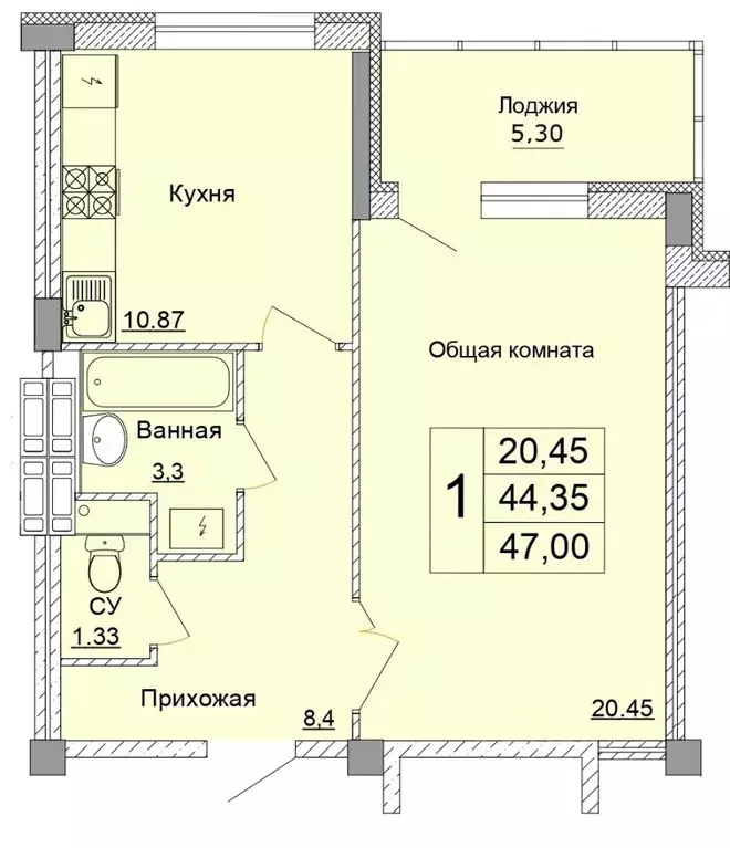 1-к кв. Белгородская область, Старый Оскол Степной мкр, 33Е (47.0 м) - Фото 1