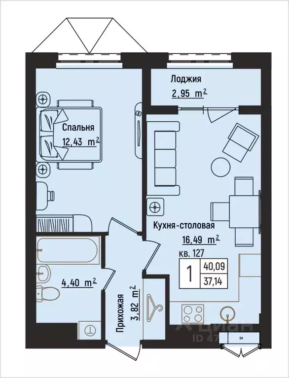 1-к кв. Нижегородская область, Нижний Новгород Литературная ул., 5 ... - Фото 1