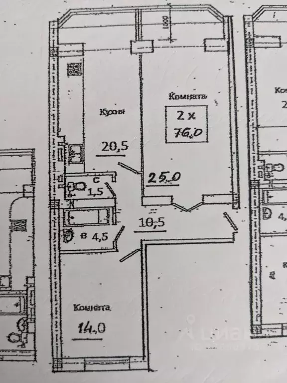 2-к кв. Ставропольский край, Пятигорск Первомайский пер., 11к2 (76.0 ... - Фото 1