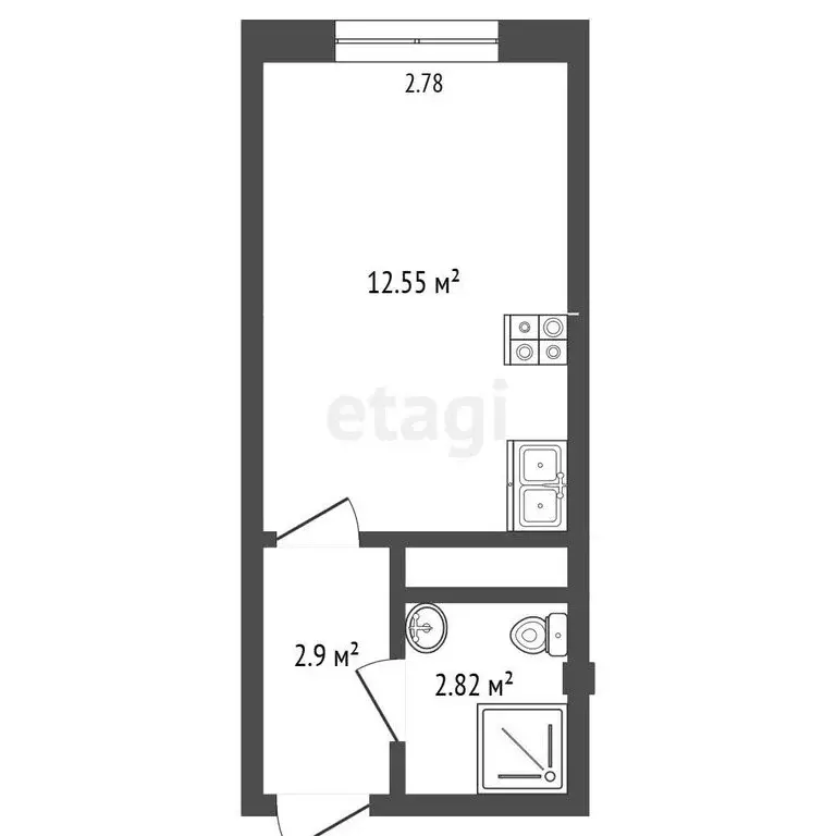 1к в -комнатной квартире (15 м) - Фото 1