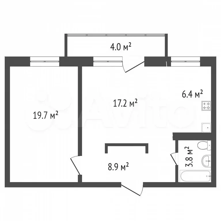 2-к. квартира, 46,4 м, 3/5 эт. - Фото 0