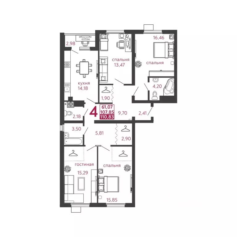 4-к кв. Пензенская область, Пенза ул. Высокая, 20 (110.83 м) - Фото 1