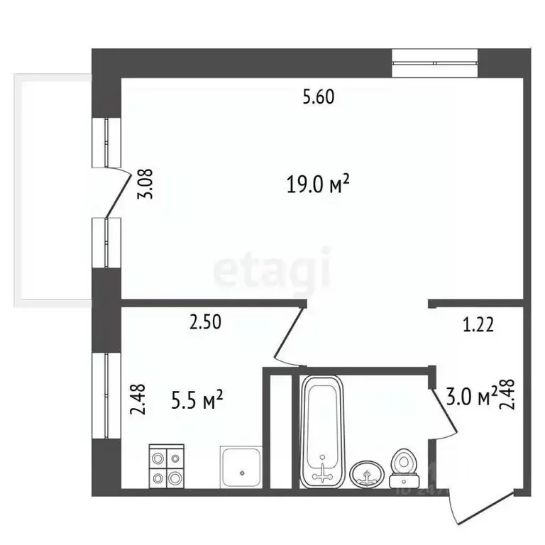 1-к кв. Московская область, Коломна Зеленая ул., 5 (31.0 м) - Фото 2