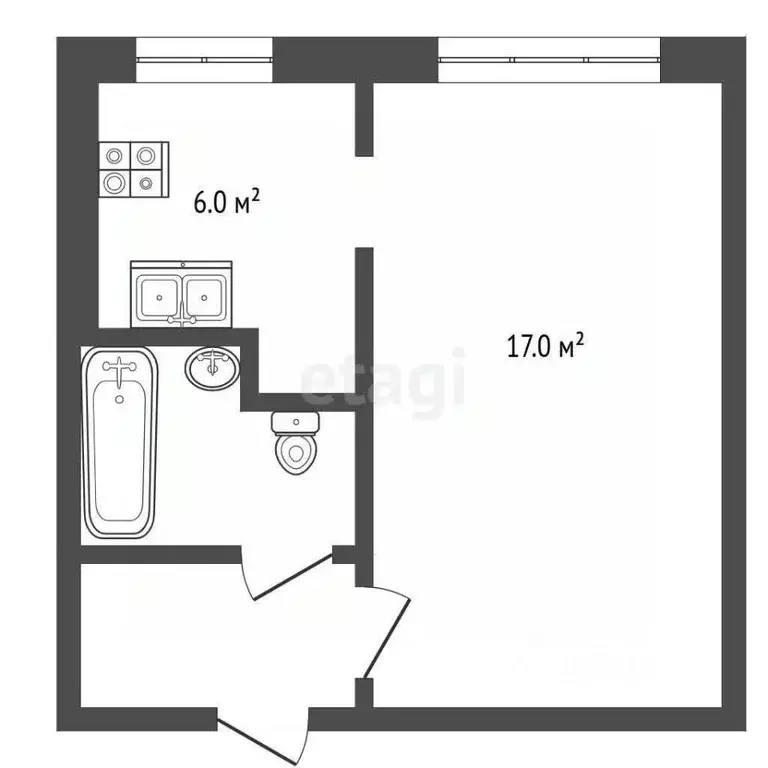 1-к кв. Архангельская область, Архангельск ул. Федота Шубина, 34 (30.1 ... - Фото 1