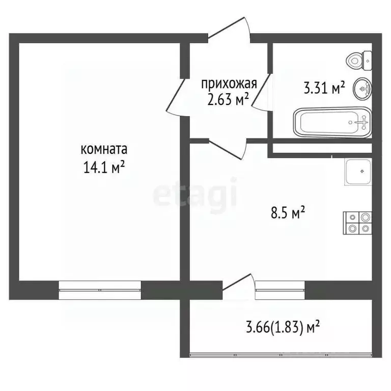 1-к кв. Оренбургская область, Оренбург Планерная ул., 4 (28.6 м) - Фото 1