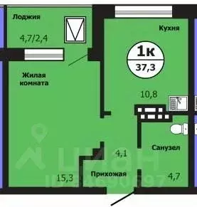 1-к кв. Красноярский край, Красноярск ул. Лесников, 51Б (37.3 м) - Фото 0