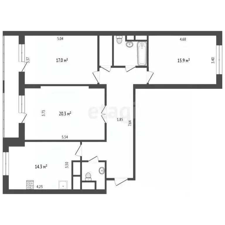 3-к кв. Москва ул. Лобачевского, 118к1 (105.0 м) - Фото 2