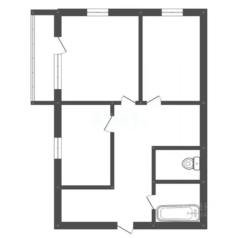 2-к кв. Амурская область, Белогорск Озерная ул., 2 (51.4 м) - Фото 2