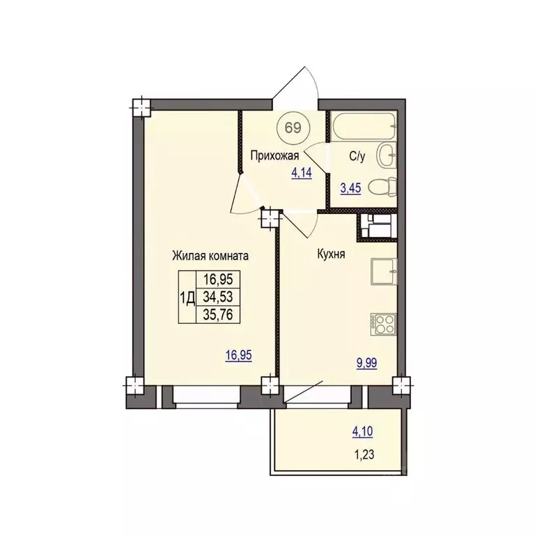 1-к кв. Псковская область, Псковский район, Завеличенская волость, д. ... - Фото 1