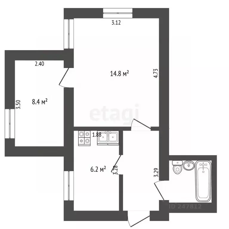 2-к кв. Московская область, Коломна ул. Островского, 20 (36.3 м) - Фото 2