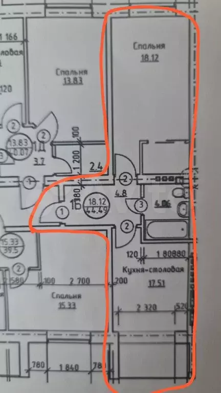 1-к. квартира, 45 м, 2/3 эт. - Фото 0