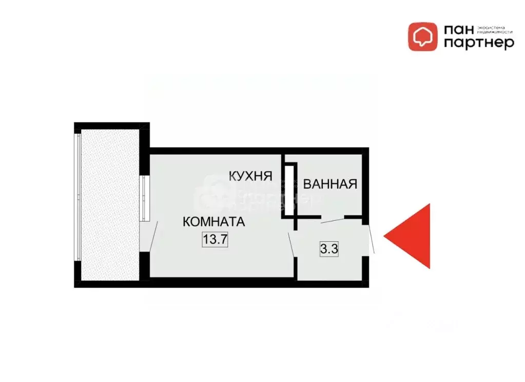 Студия Санкт-Петербург пос. Парголово, ул. Брюлловская, 5 (20.3 м) - Фото 1