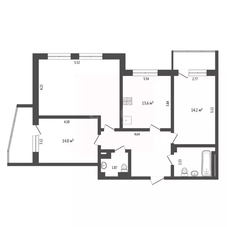 3-к кв. Тюменская область, Тюмень ул. Пермякова, 77 (86.2 м) - Фото 2