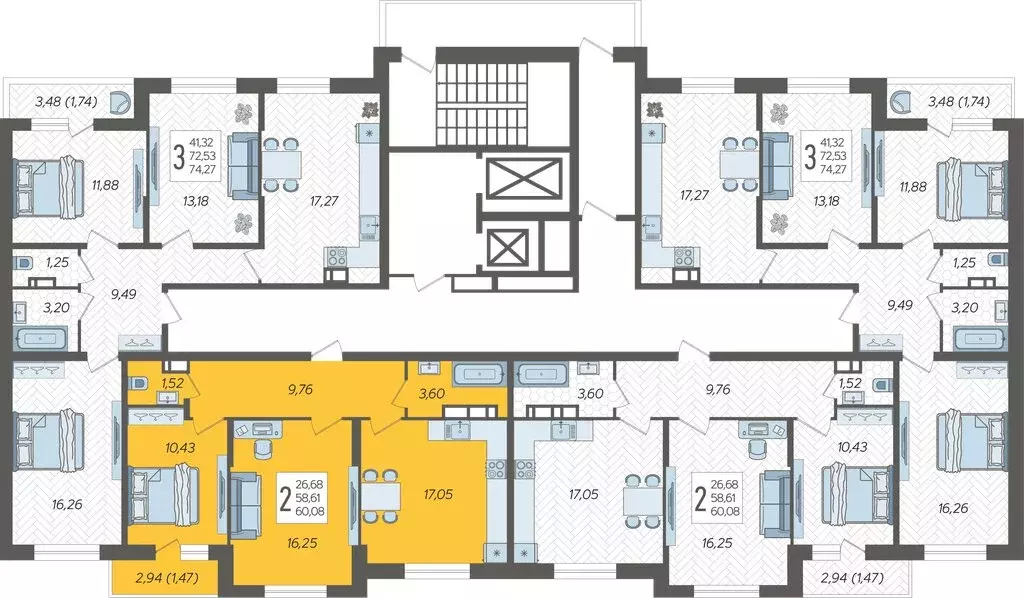 2-комнатная квартира: Краснодар, ЖК Смородина (60.08 м) - Фото 2