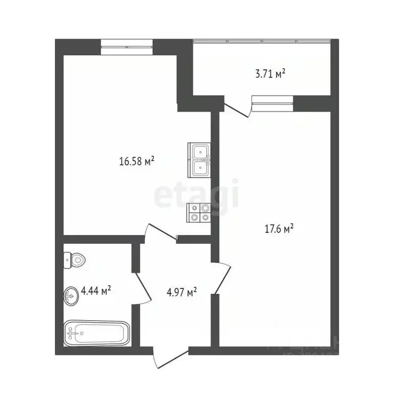 1-к кв. Тюменская область, Тюмень ул. Тимофея Кармацкого, 9 (45.44 м) - Фото 2