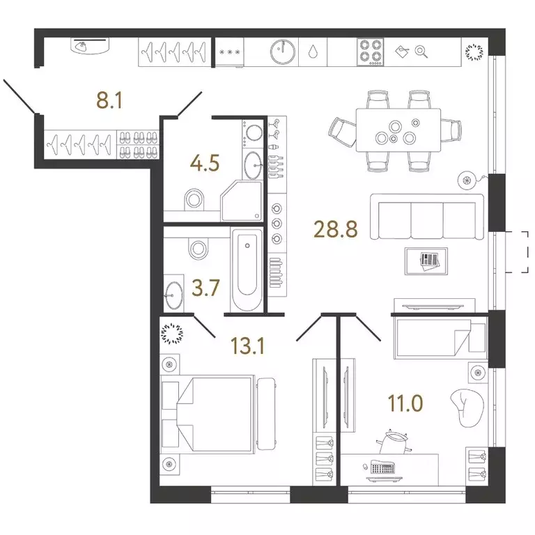 2-к кв. Санкт-Петербург ул. Шостаковича, 8к2Б2 (69.2 м) - Фото 0