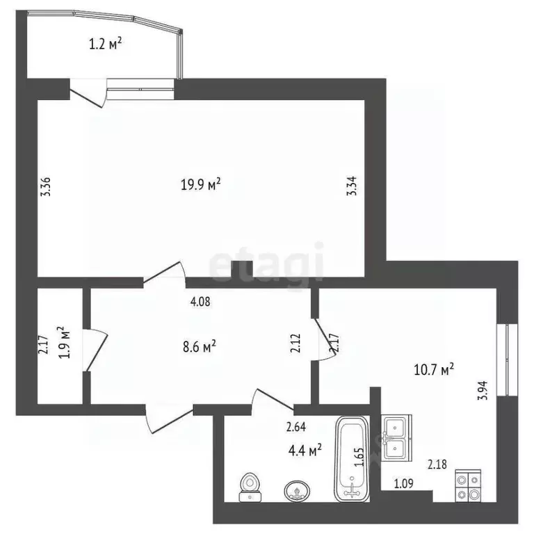 1-к кв. Крым, Феодосия ш. Симферопольское, 24Е (45.5 м) - Фото 2