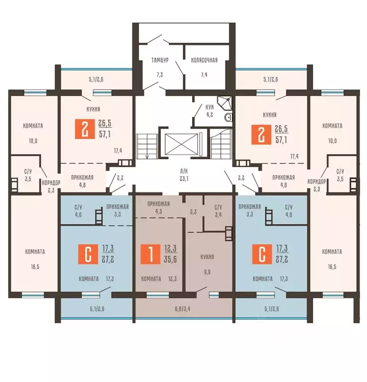 2-к кв. Курганская область, Курган ул. Тимофея Невежина, 3Дк1 (57.1 м) - Фото 2