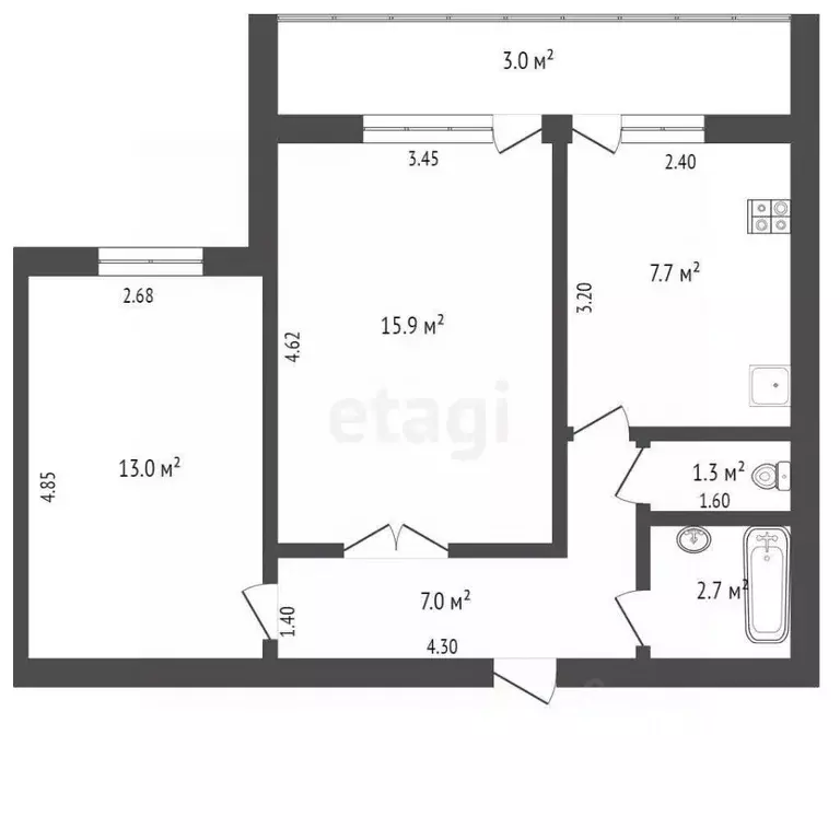 2-к кв. Мордовия, Саранск Гожувская ул., 28 (47.1 м) - Фото 1