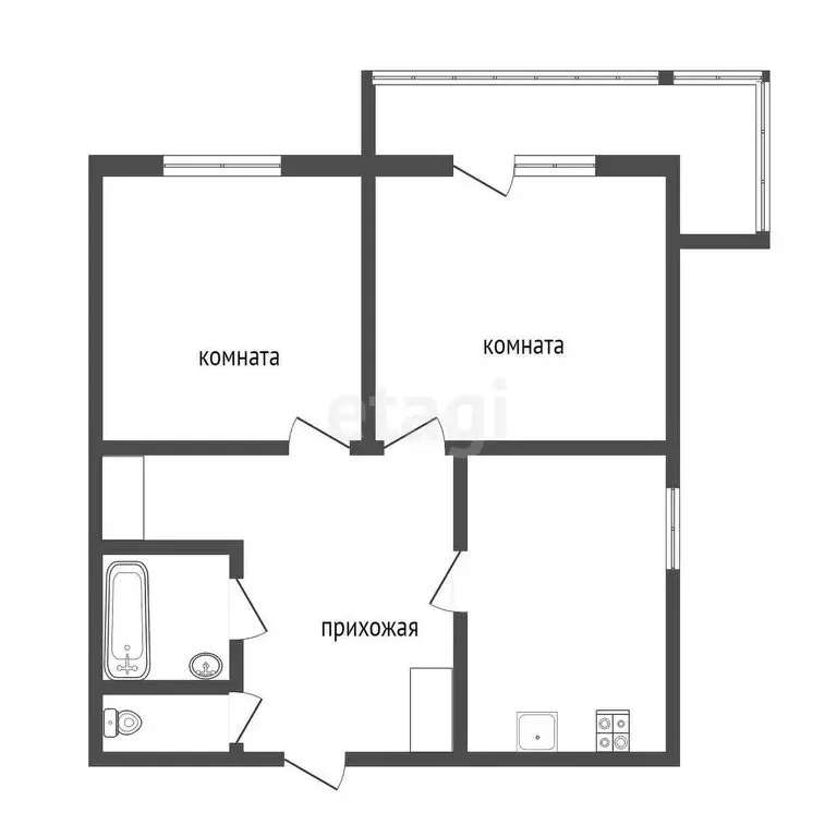 2-комнатная квартира: Златоуст, улица Румянцева, 17 (47.5 м) - Фото 1