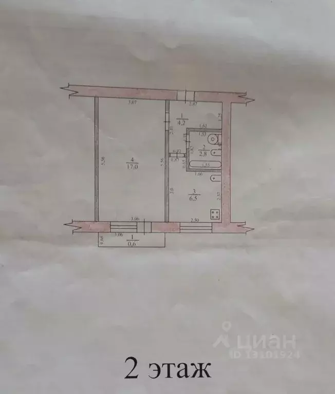 1-к кв. Тамбовская область, Тамбов 2-я Шацкая ул., 6 (30.5 м) - Фото 1