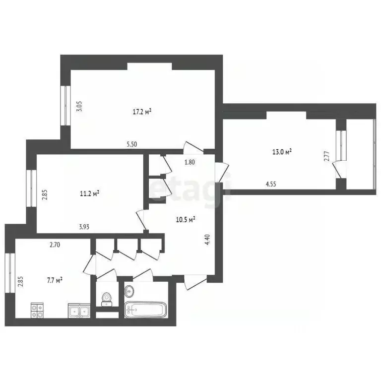 3-к кв. Ямало-Ненецкий АО, Новый Уренгой Советский мкр, 8/4 (65.3 м) - Фото 1