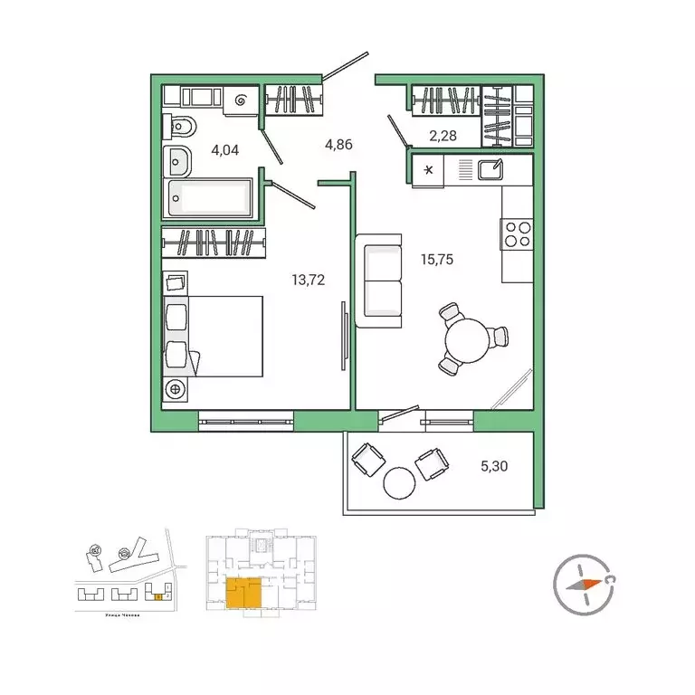 1-комнатная квартира: Гатчина, микрорайон Въезд, жилой комплекс IQ ... - Фото 1
