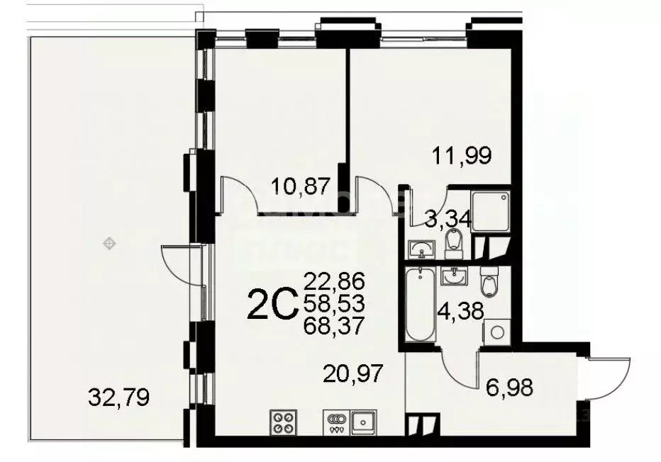 2-к кв. Тульская область, Тула Хлебная пл., 8Б (68.37 м) - Фото 1