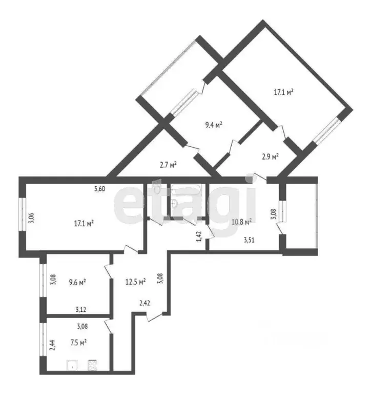 5-к кв. Московская область, Жуковский ул. Гудкова, 11 (94.6 м) - Фото 2