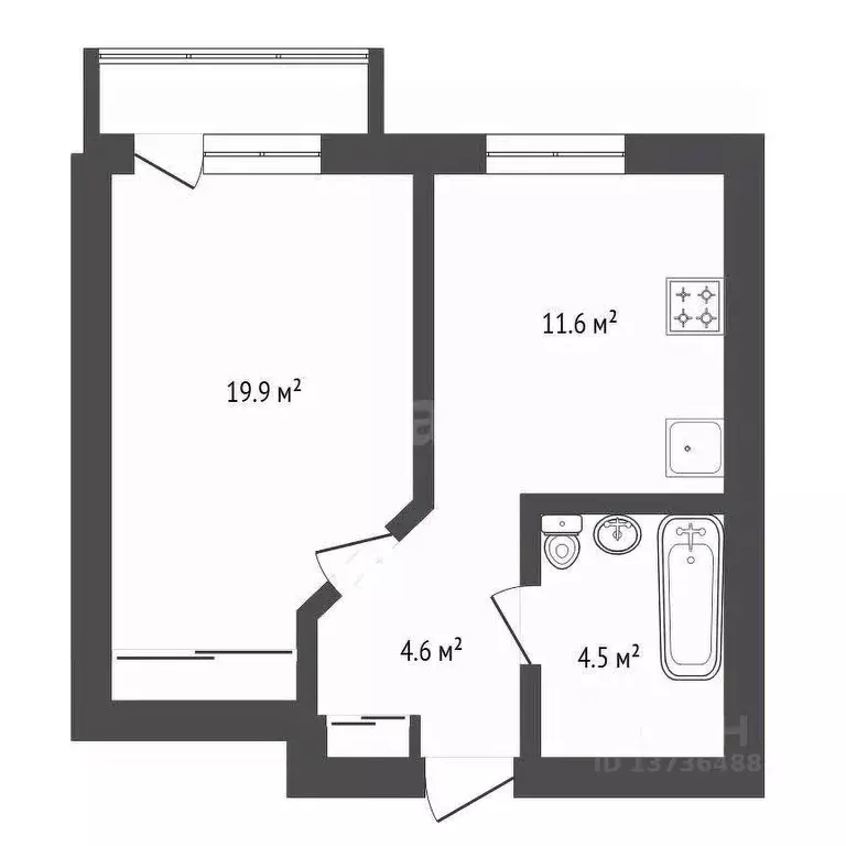 1-к кв. Амурская область, Тында Профсоюзная ул., 2 (32.0 м) - Фото 2
