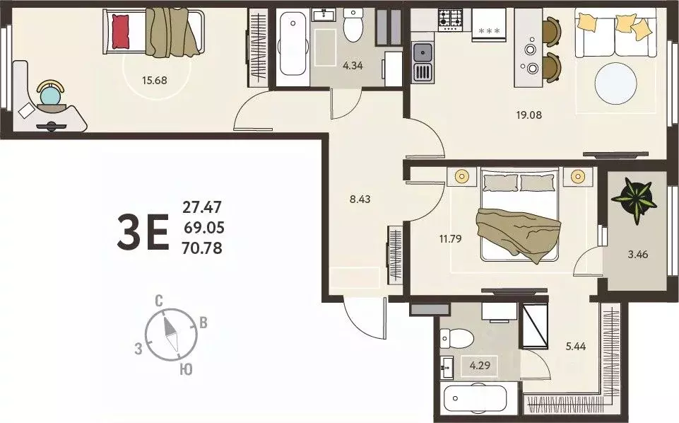 2-к кв. Курская область, Курск Курского завода тракторных запчастей ... - Фото 1