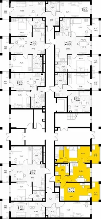 2-комнатная квартира: Сукко, жилой комплекс Кипарис (56.9 м) - Фото 2