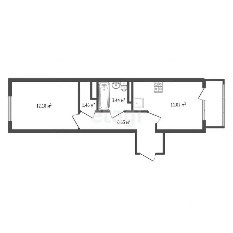 1-к кв. Воронежская область, Воронеж Херсонская ул., 21А (34.4 м) - Фото 2