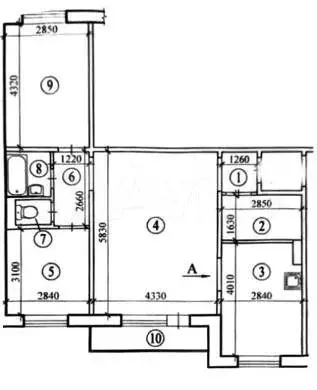 3-к. квартира, 71 м, 9/10 эт. - Фото 0