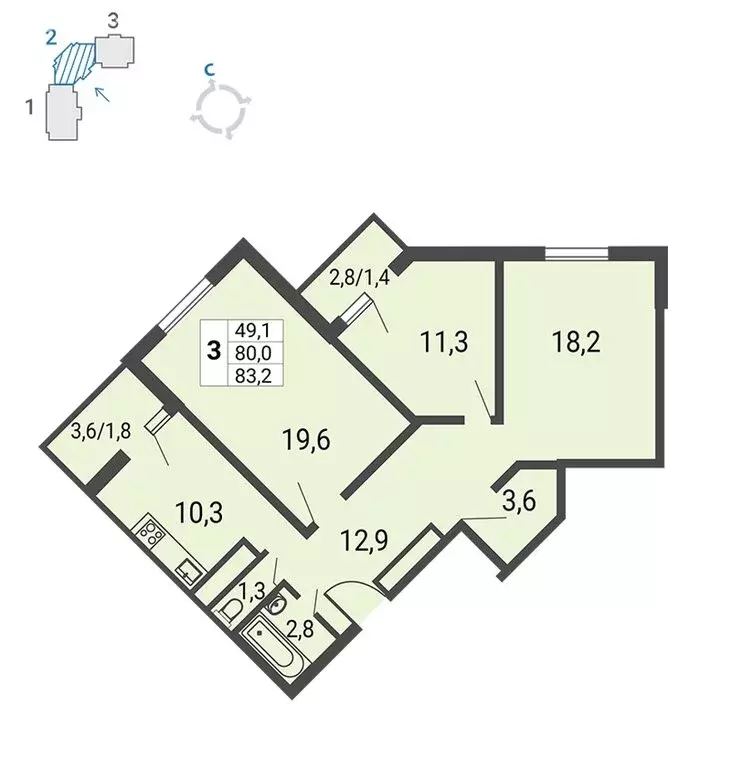 3-комнатная квартира: Москва, улица Липчанского, 10 (83.2 м) - Фото 0