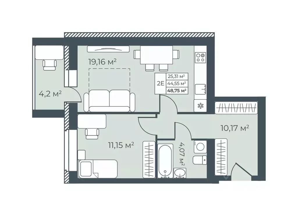 2-к кв. Тульская область, Узловая  (48.75 м) - Фото 1