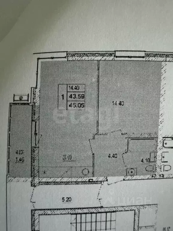 2-к кв. Татарстан, Казань ул. Николая Ершова, 66Б (43.5 м) - Фото 1