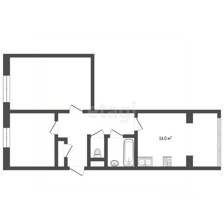 2-к кв. Ханты-Мансийский АО, Нягань 2-й мкр, 2 (49.0 м) - Фото 1