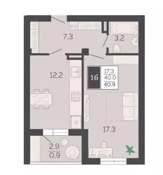 1-комнатная квартира: Пятигорск, улица Пальмиро Тольятти, 45 (42 м) - Фото 1