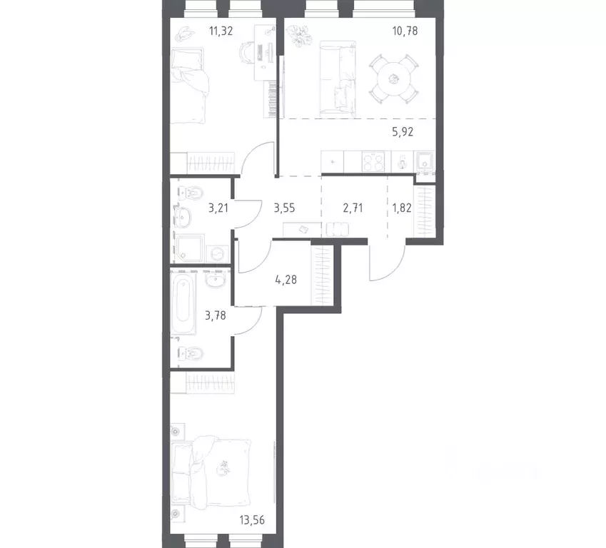 2-к кв. Башкортостан, Уфа ул. Рашита Манурова (60.93 м) - Фото 1