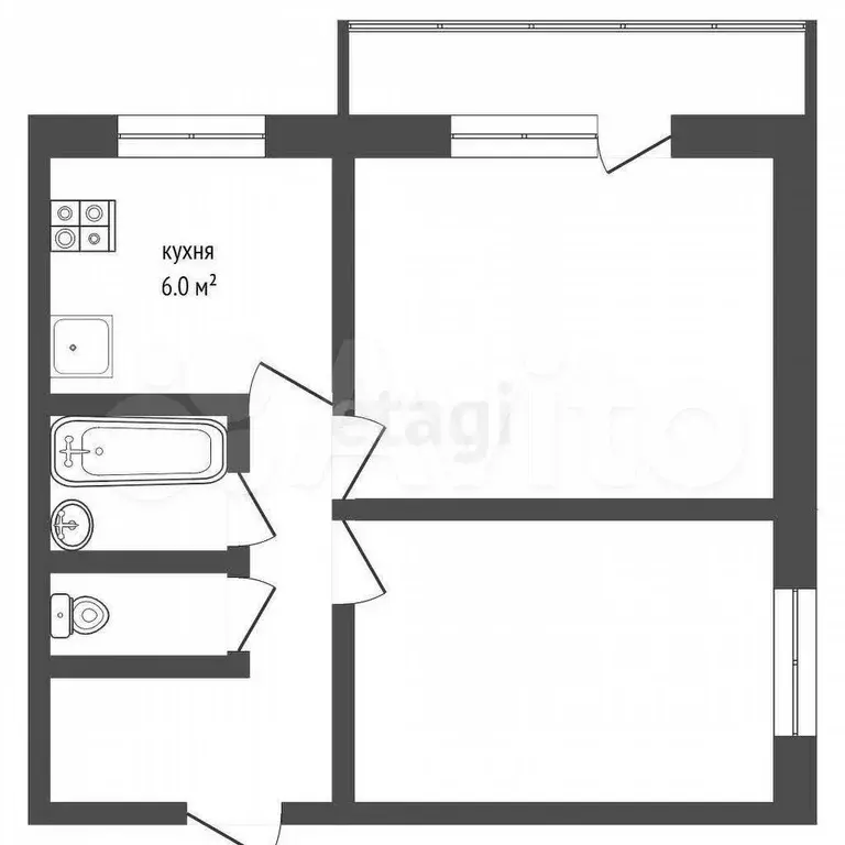 2-к. квартира, 43,1 м, 3/9 эт. - Фото 0