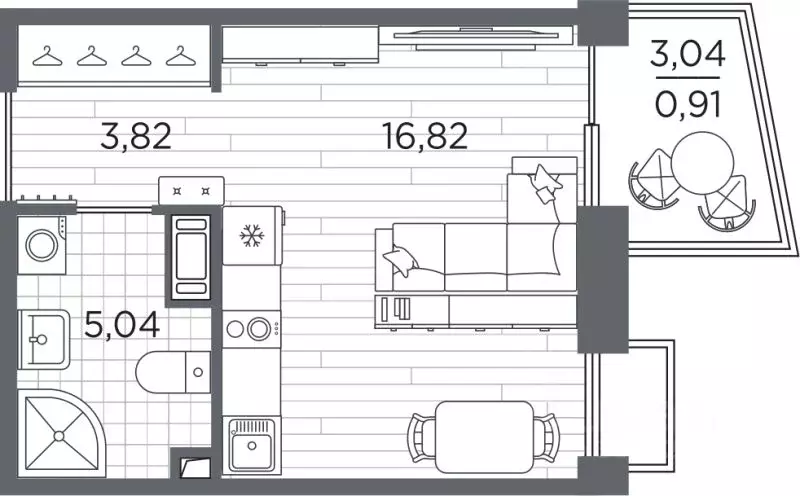 Студия Санкт-Петербург Полюстровский просп., 87 (26.59 м) - Фото 1