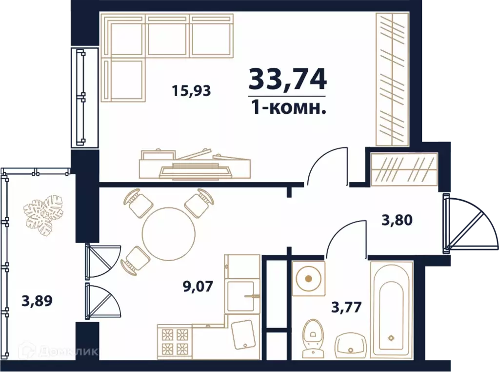 Продаётся 1-к квартира, 33.74 м - Фото 0