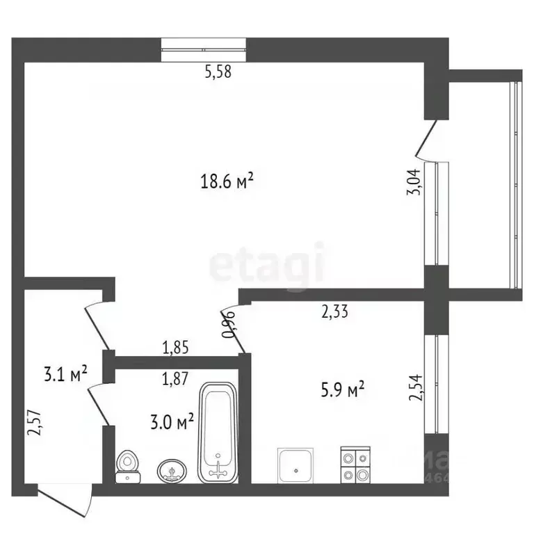 1-к кв. Кемеровская область, Юрга ул. Максименко, 8 (30.6 м) - Фото 1