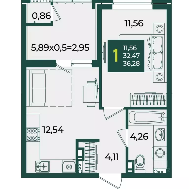 1-к кв. Краснодарский край, Краснодар Образцово мкр,  (36.28 м) - Фото 1