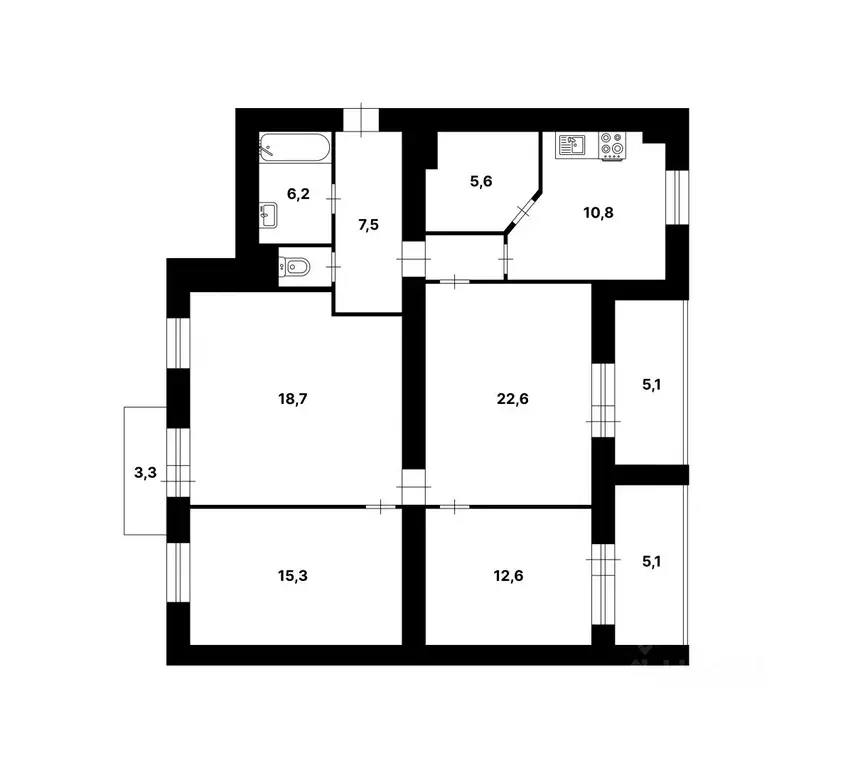3-к кв. Санкт-Петербург Приморский просп., 159 (109.0 м) - Фото 2