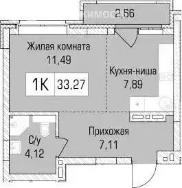 Квартира-студия: Новосибирск, улица Василия Клевцова, 3 (30.61 м) - Фото 0